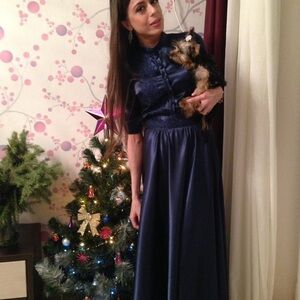 Navy Blue Satin Maxi Dress | Elegant Evening Gown